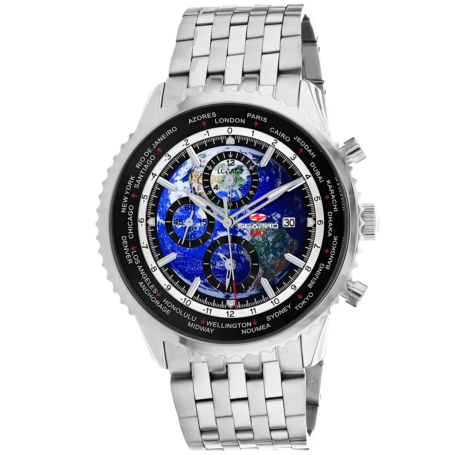 Seapro Men's Meridian World Timer GMT Blue Dial Watch - SP7320 Blue