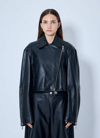Sportmax Sportmax Women Leather Asymmetrical Zip Jacket