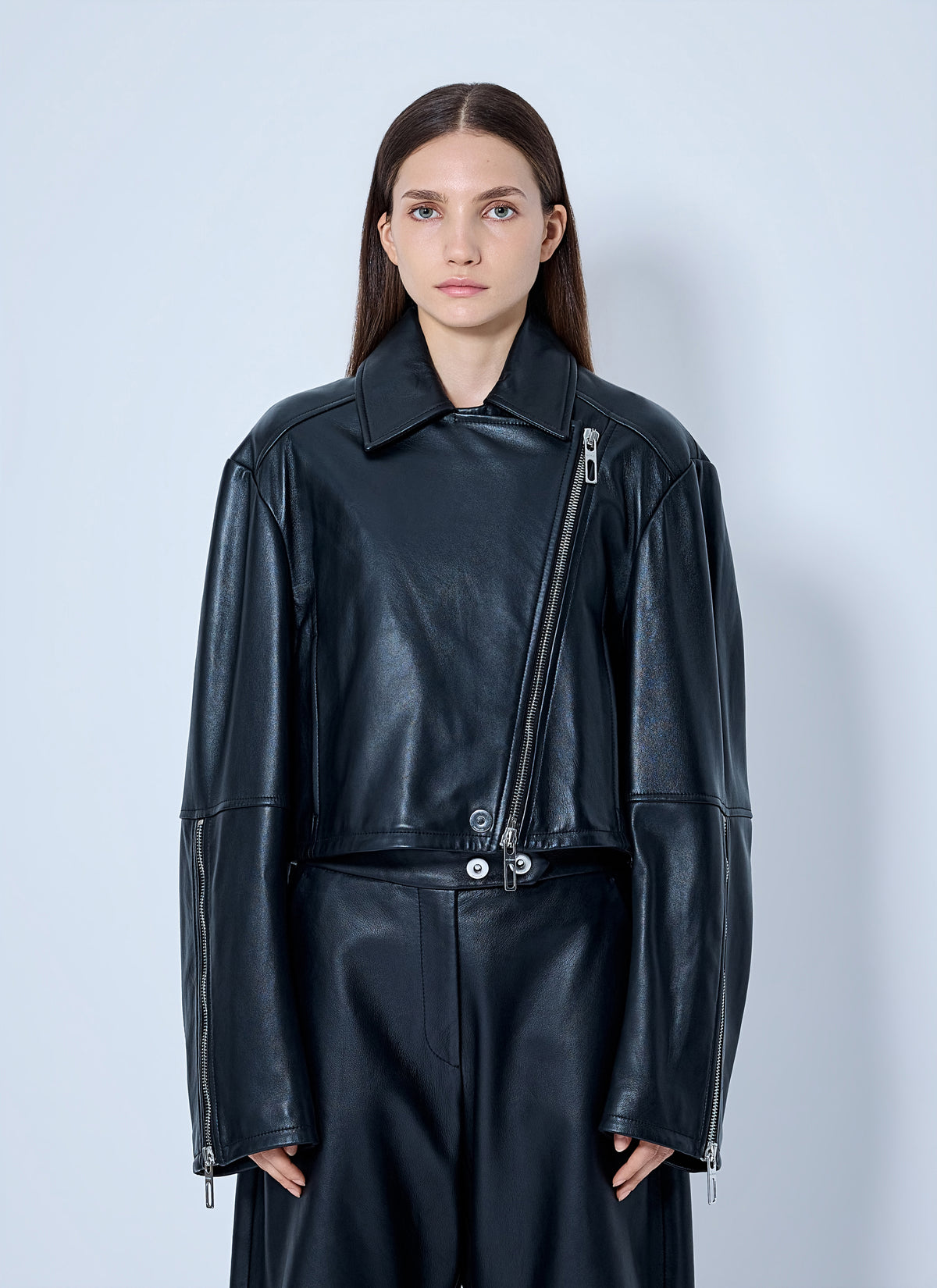 Sportmax Sportmax Women Leather Asymmetrical Zip Jacket