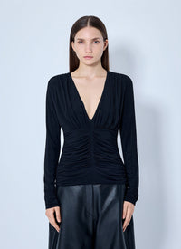 Sportmax Sportmax Women Ruched V-Neck Long Sleeve Top