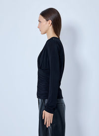 Sportmax Sportmax Women Ruched V-Neck Long Sleeve Top