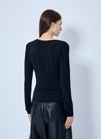 Sportmax Sportmax Women Ruched V-Neck Long Sleeve Top