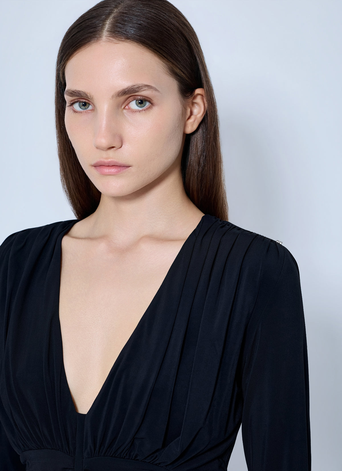 Sportmax Sportmax Women Ruched V-Neck Long Sleeve Top