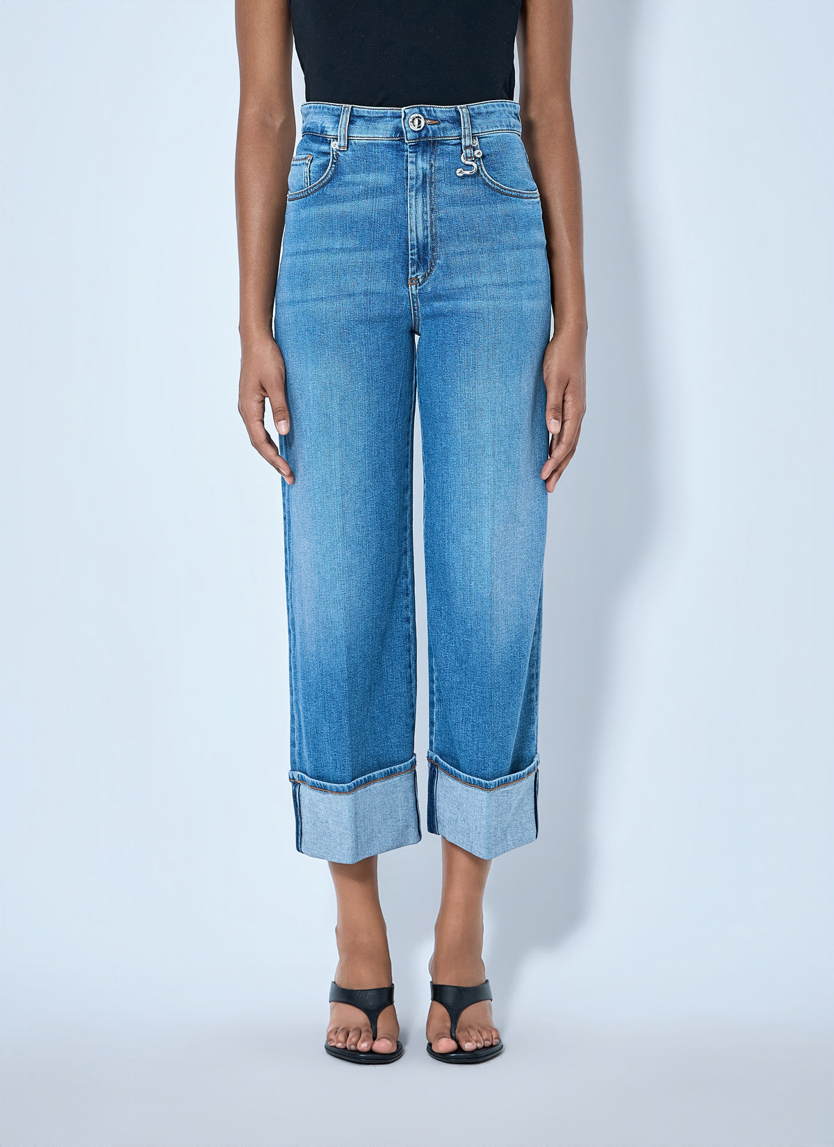 Sportmax Sportmax Women Cropped Wide-Leg Denim Jeans