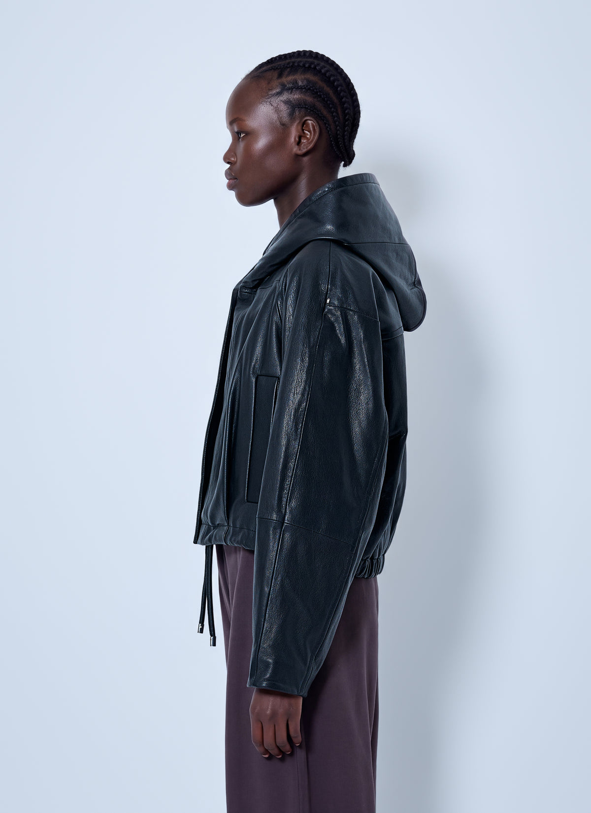 Sportmax Sportmax Women Hooded Leather Jacket