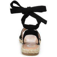 Emelie Womens Lace-Up Faux Suede Flat Sandals