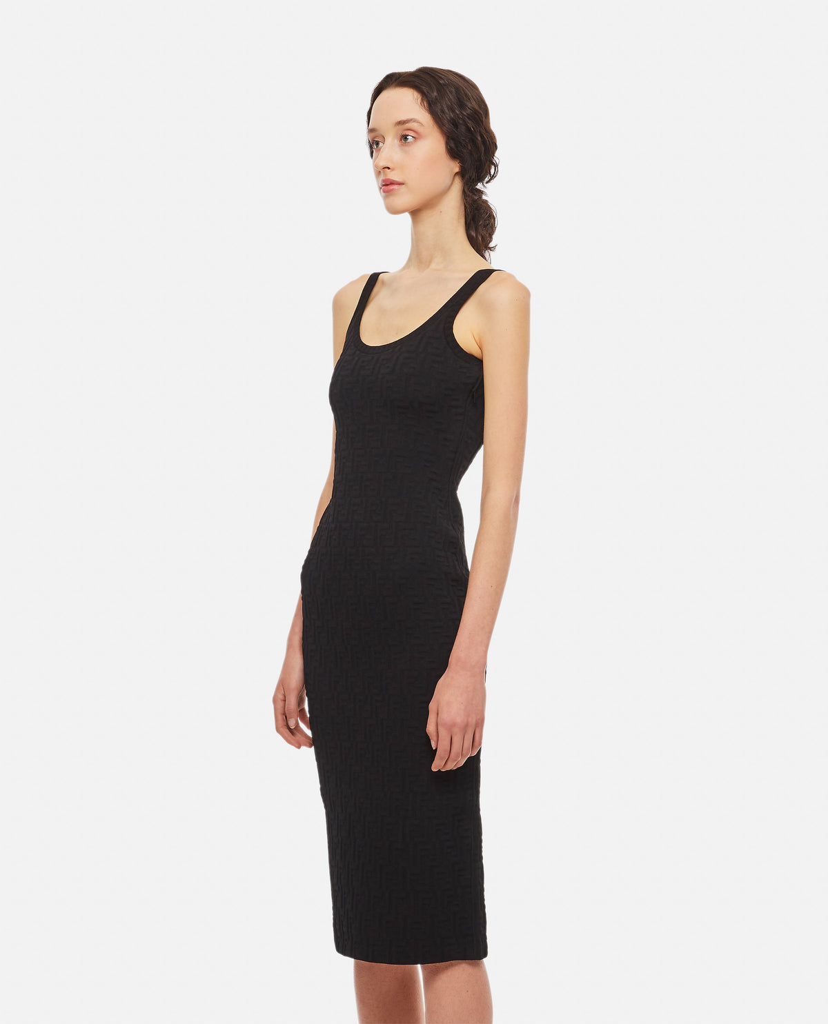 Fendi Fendi Women Ff Embossed Knitted Viscose Midi Dress