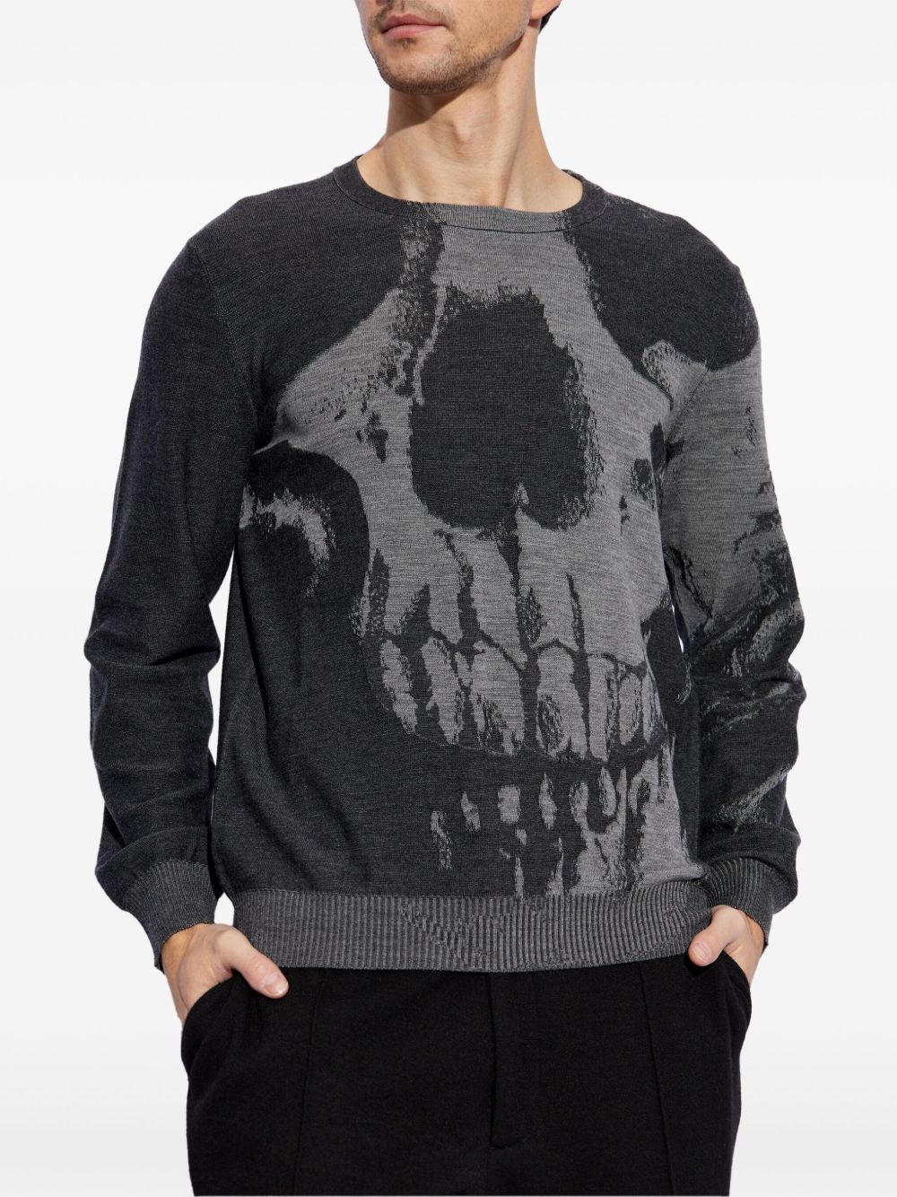 Alexander Mcqueen Men Skull Wool Sweater