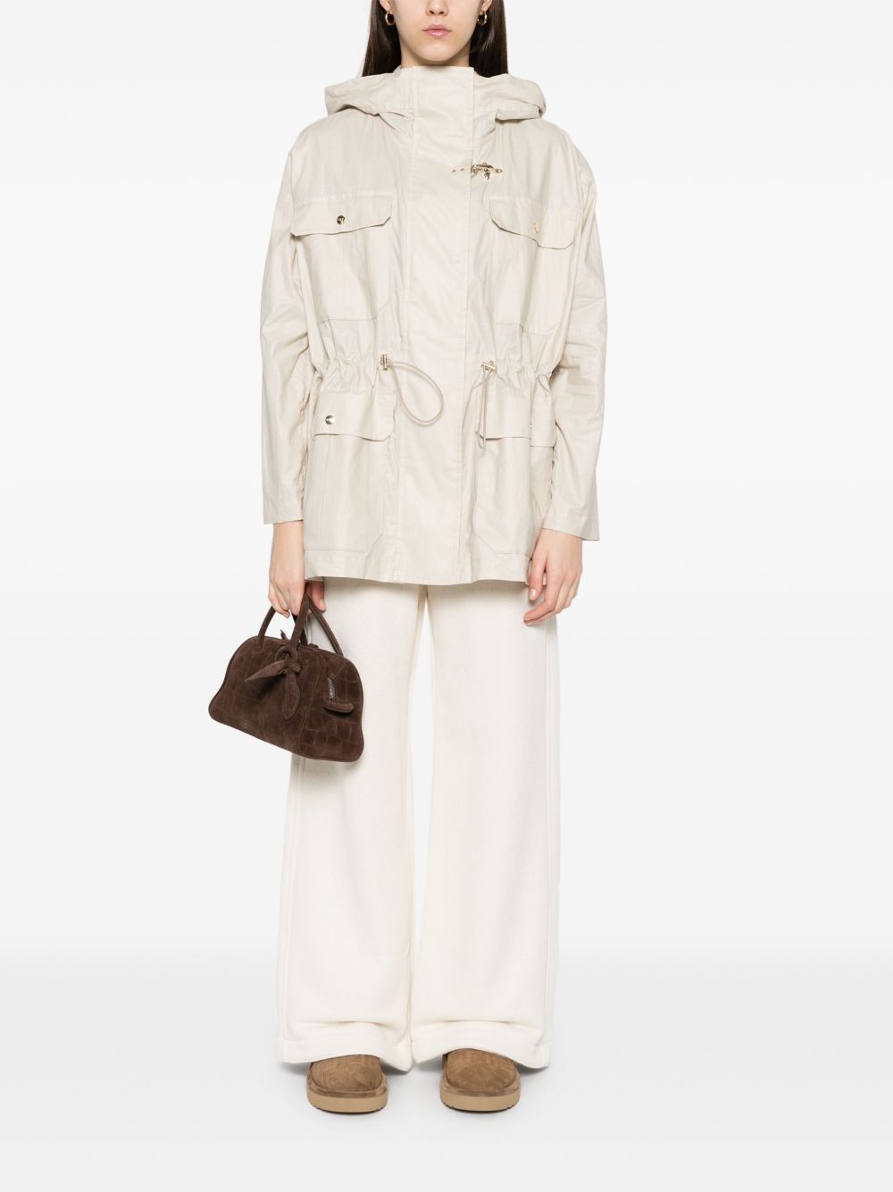 Fay Women Linen And Cotton Blend Parka Coat