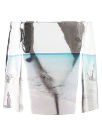 Prada Women Printed Leather Mini Skirt