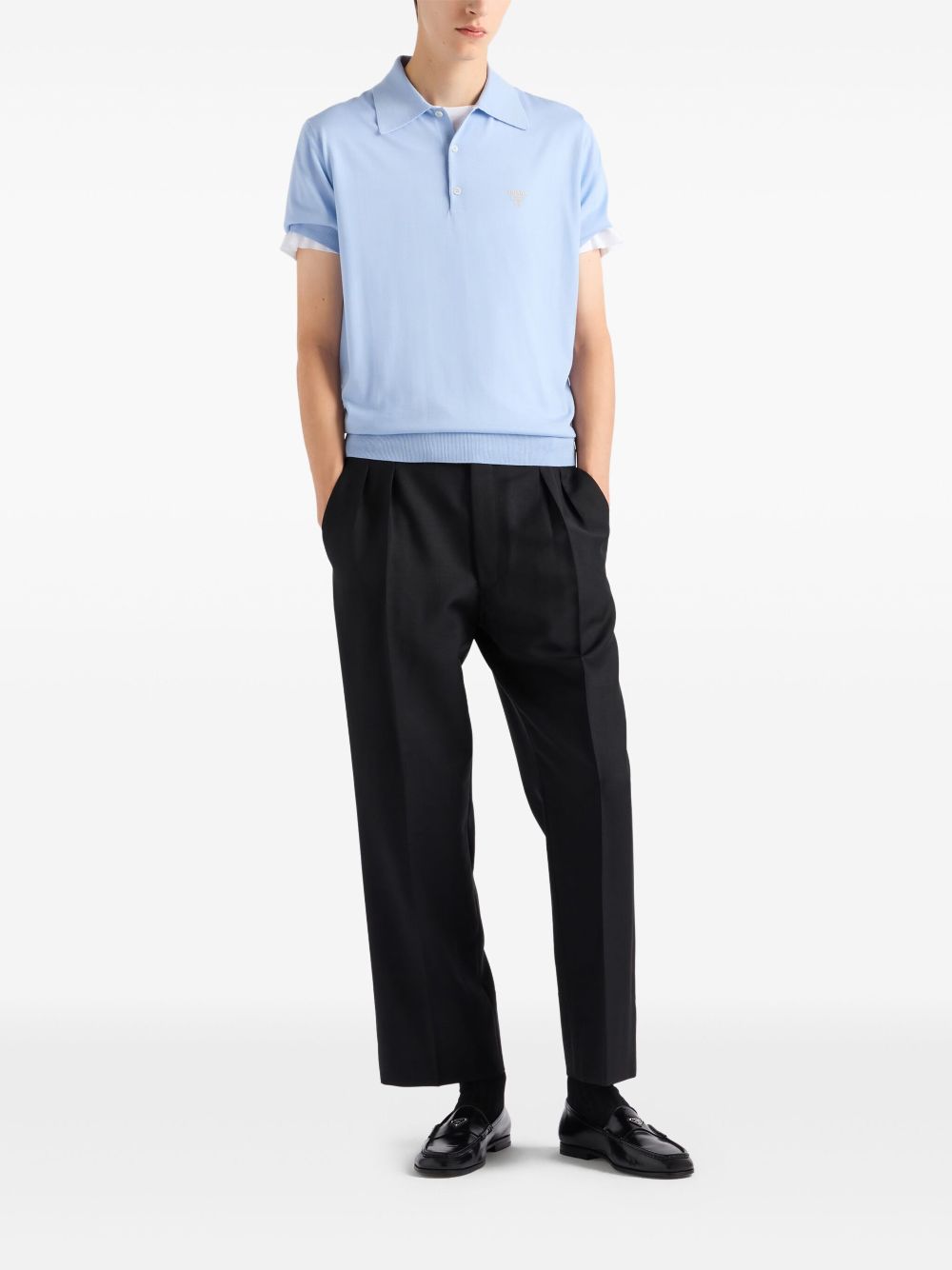 PRADA Prada Men Logo Wool Polo Shirt