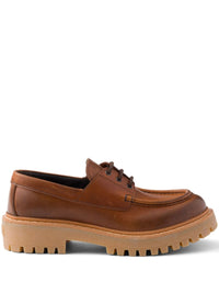 Prada Women Leather Lace-Up Loafers