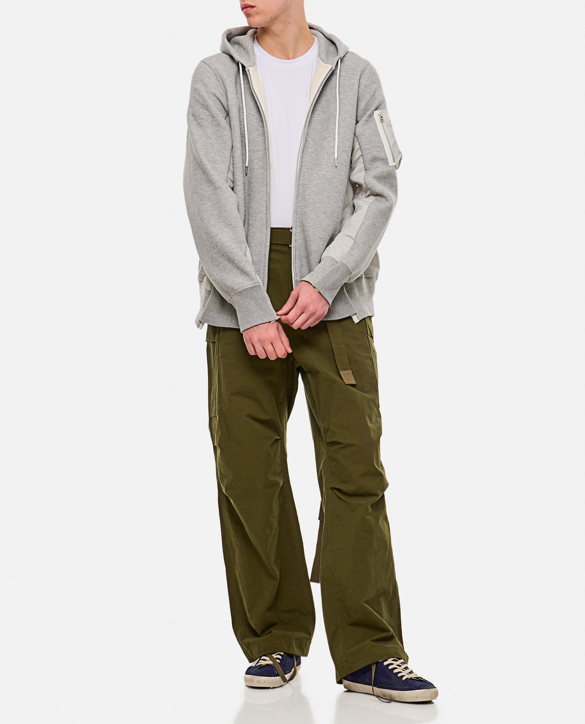Sacai Men Sweatshirt With Nylon Twill Hoodie