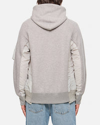 Sacai Men Terry Sweatshirt With Twill And Nylon Hood