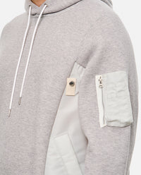 Sacai Men Terry Sweatshirt With Twill And Nylon Hood