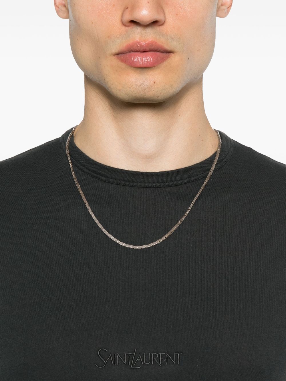 Saint Laurent Men Logo Cotton T-Shirt