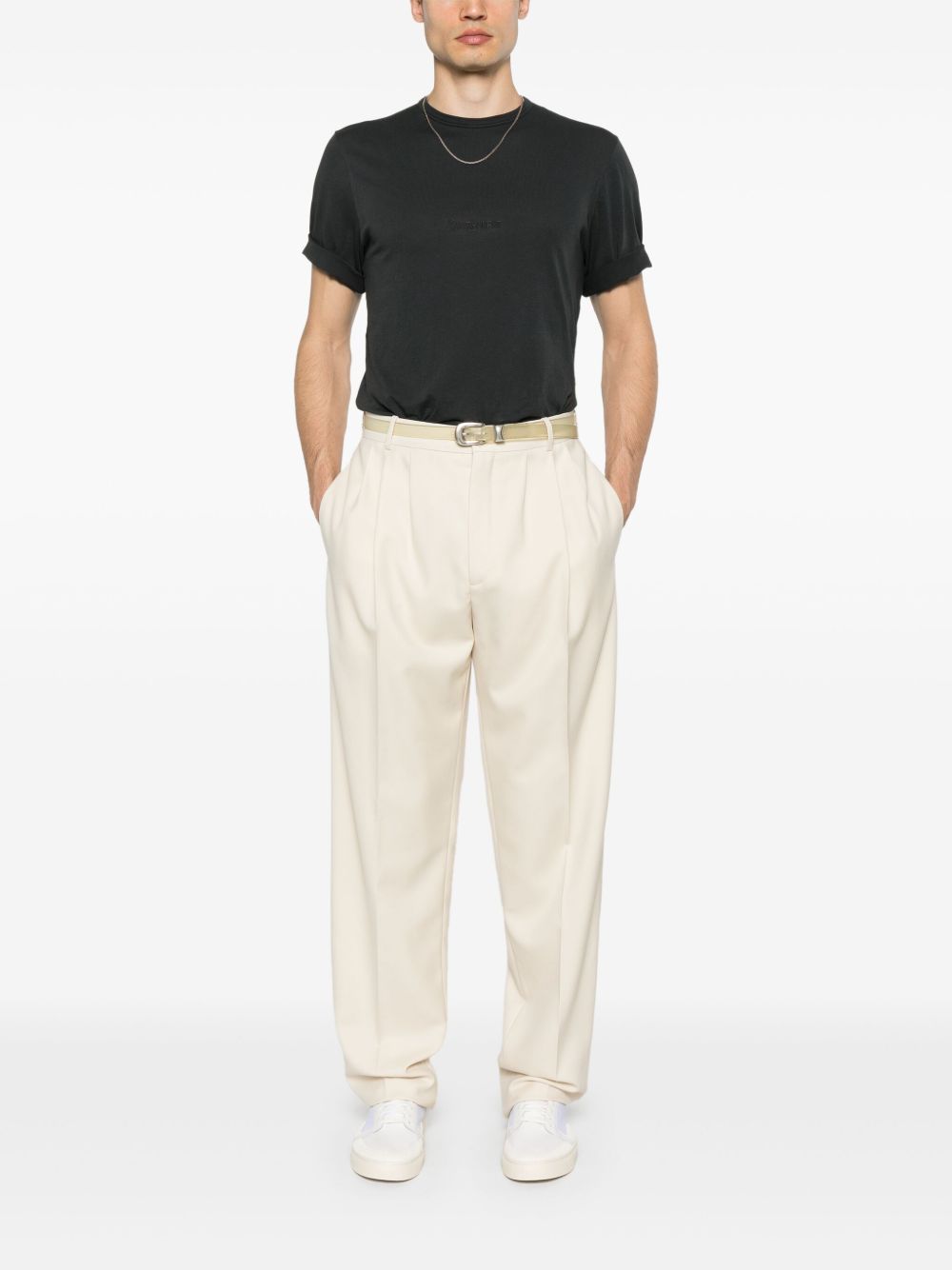 Saint Laurent Men Logo Cotton T-Shirt