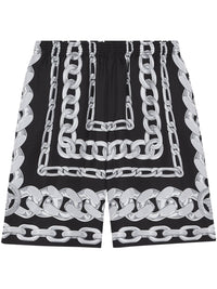 Versace Men Medusa Chain Silk Shorts