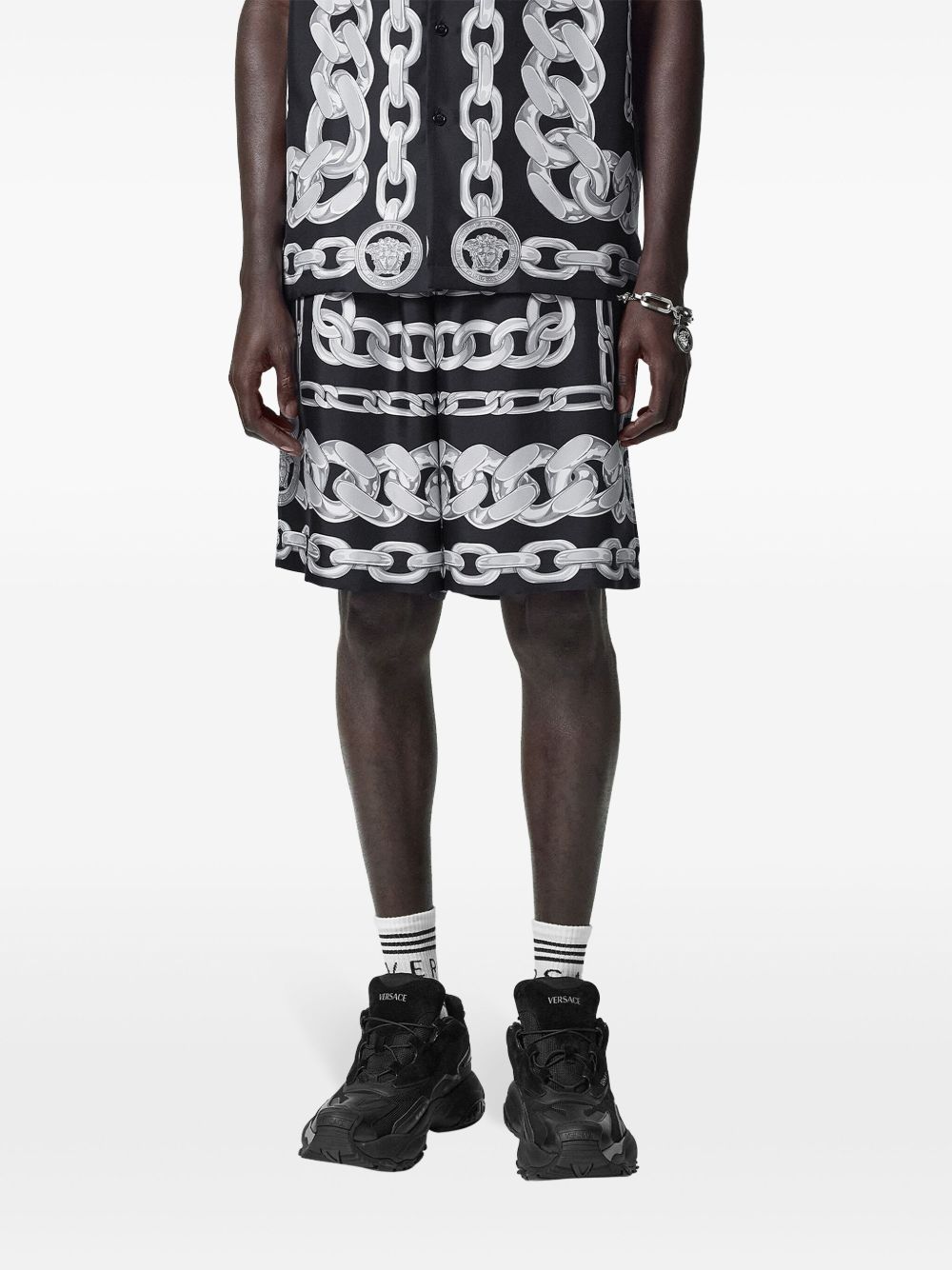 Versace Men Medusa Chain Silk Shorts