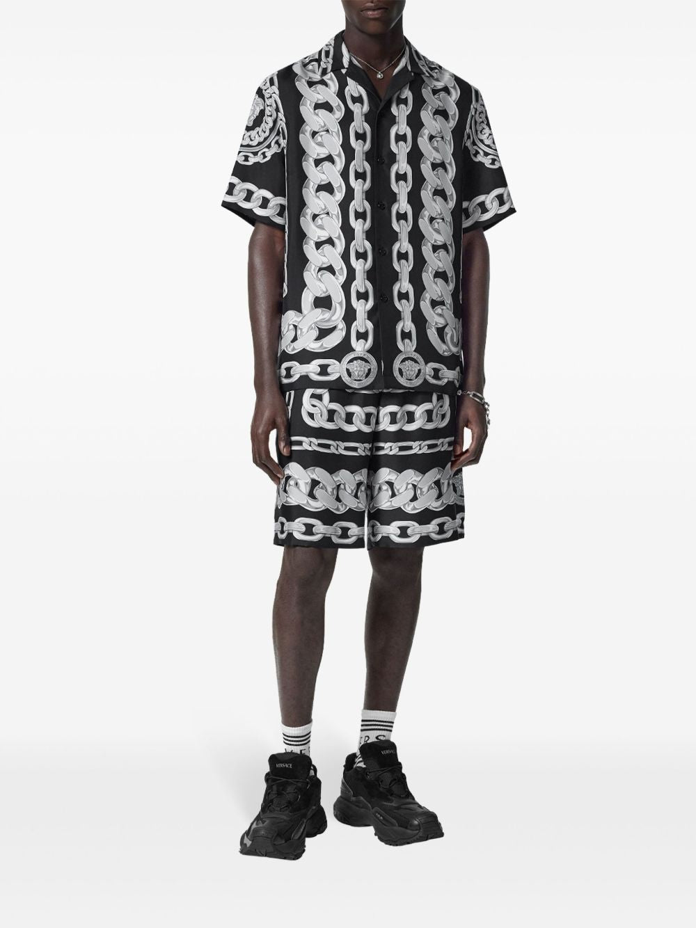 Versace Men Medusa Chain Silk Shorts
