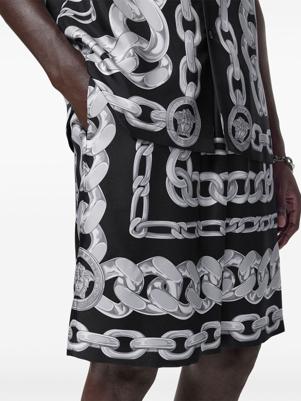 Versace Men Medusa Chain Silk Shorts