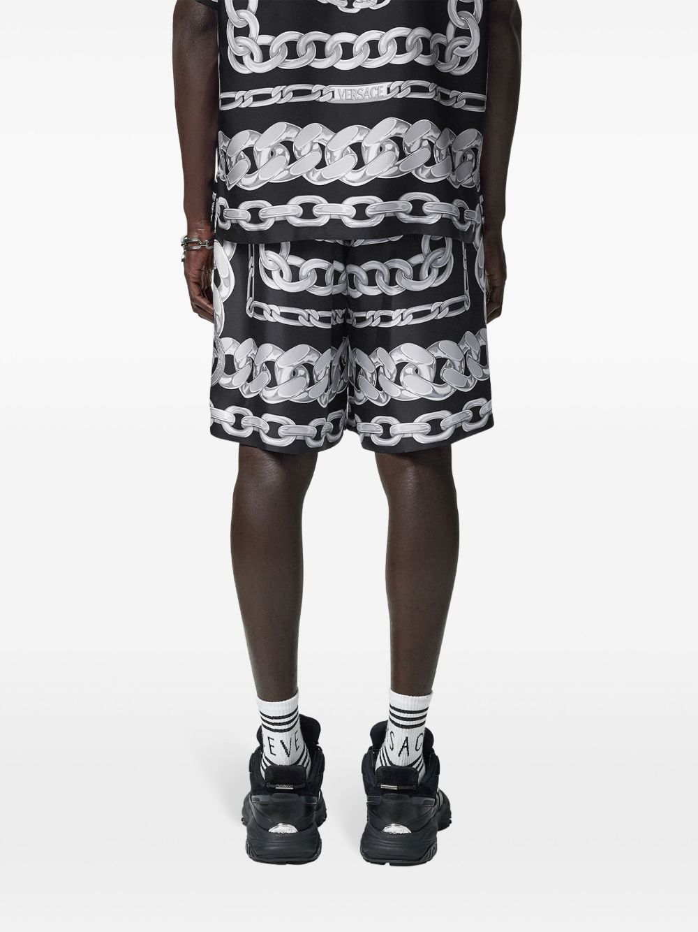 Versace Men Medusa Chain Silk Shorts
