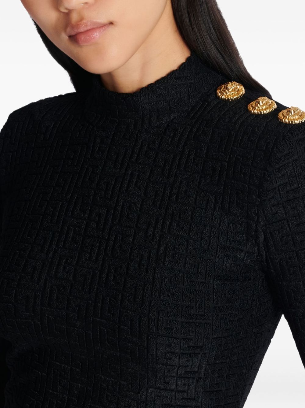 BALMAIN Balmain Women Monogram High-Neck Top