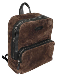 Brioni Men Via Veneto Suede Leather Backpack