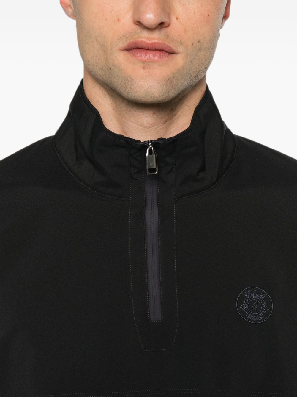 Brioni Men Wool Half-Zip High Neck Sweater