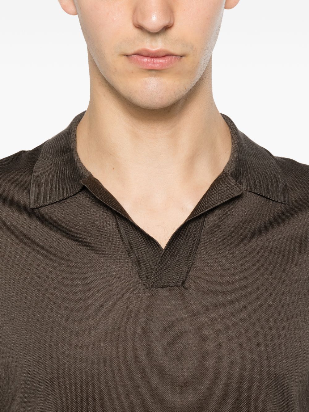 Brioni Men Piquet Silk Polo Shirt