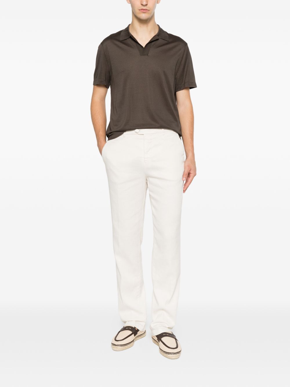 Brioni Men Piquet Silk Polo Shirt