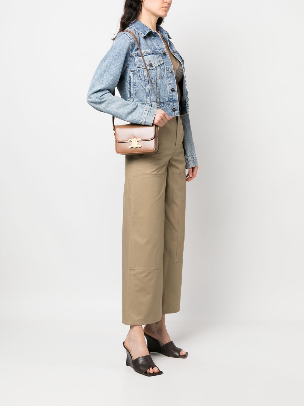 Celine Women Triomphe Teen Leather Crossbody Bag