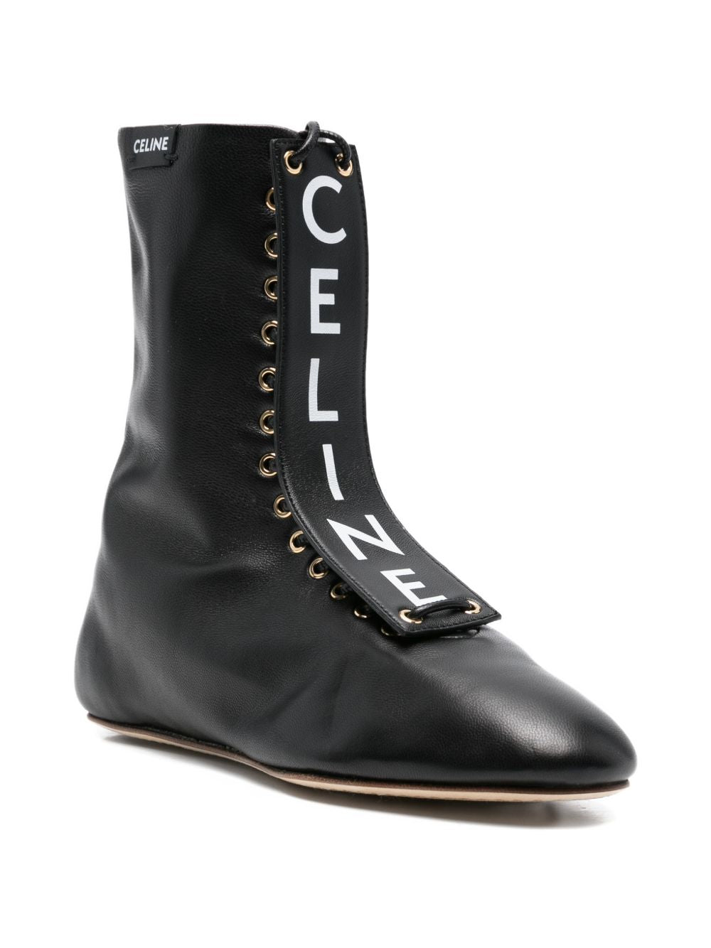CELINE Celine Women Leather Lace-Up Boots
