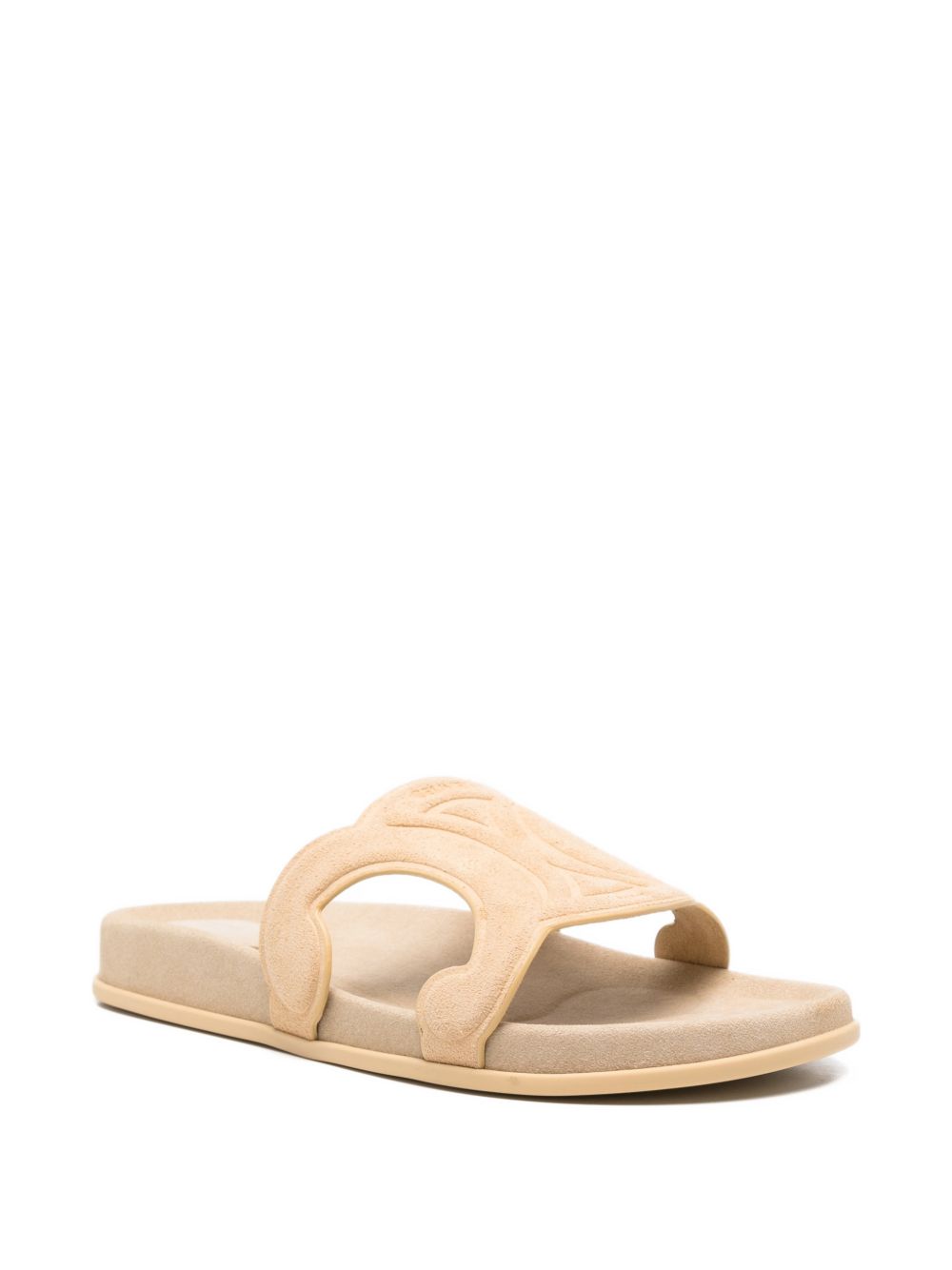 CELINE Celine Women Triomphe Suede Leather Slides