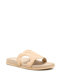 CELINE Celine Women Triomphe Suede Leather Slides