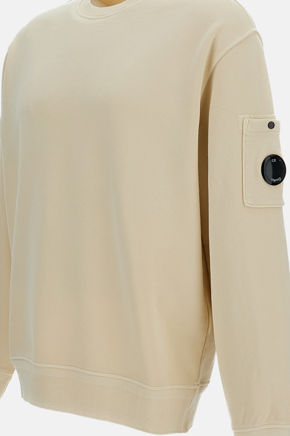 C.P. Company C.P. Company Men Cotton Diagonal Fleece Crewneck Lens Sweatshirt