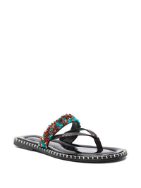 Dries Van Noten Women Embroidered Leather Thong Sandals