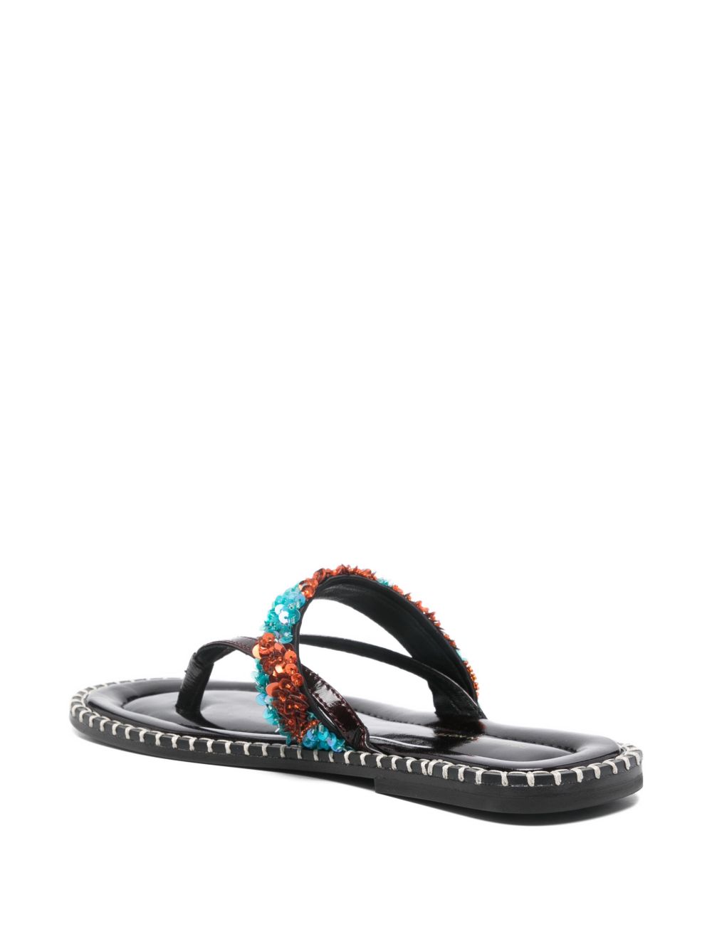 Dries Van Noten Women Embroidered Leather Thong Sandals