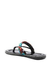 Dries Van Noten Women Embroidered Leather Thong Sandals