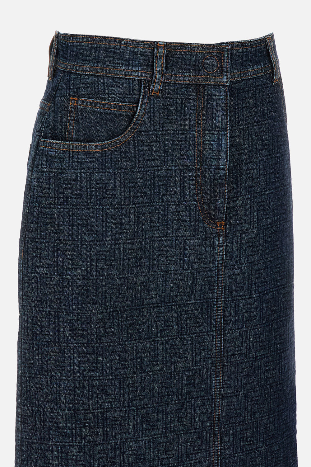 Fendi Women Ff Padded Denim Skirt