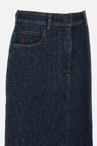 Fendi Women Ff Padded Denim Skirt