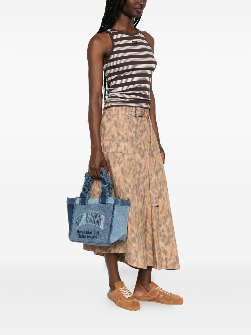 Ganni Women Denim Small Tote Bag