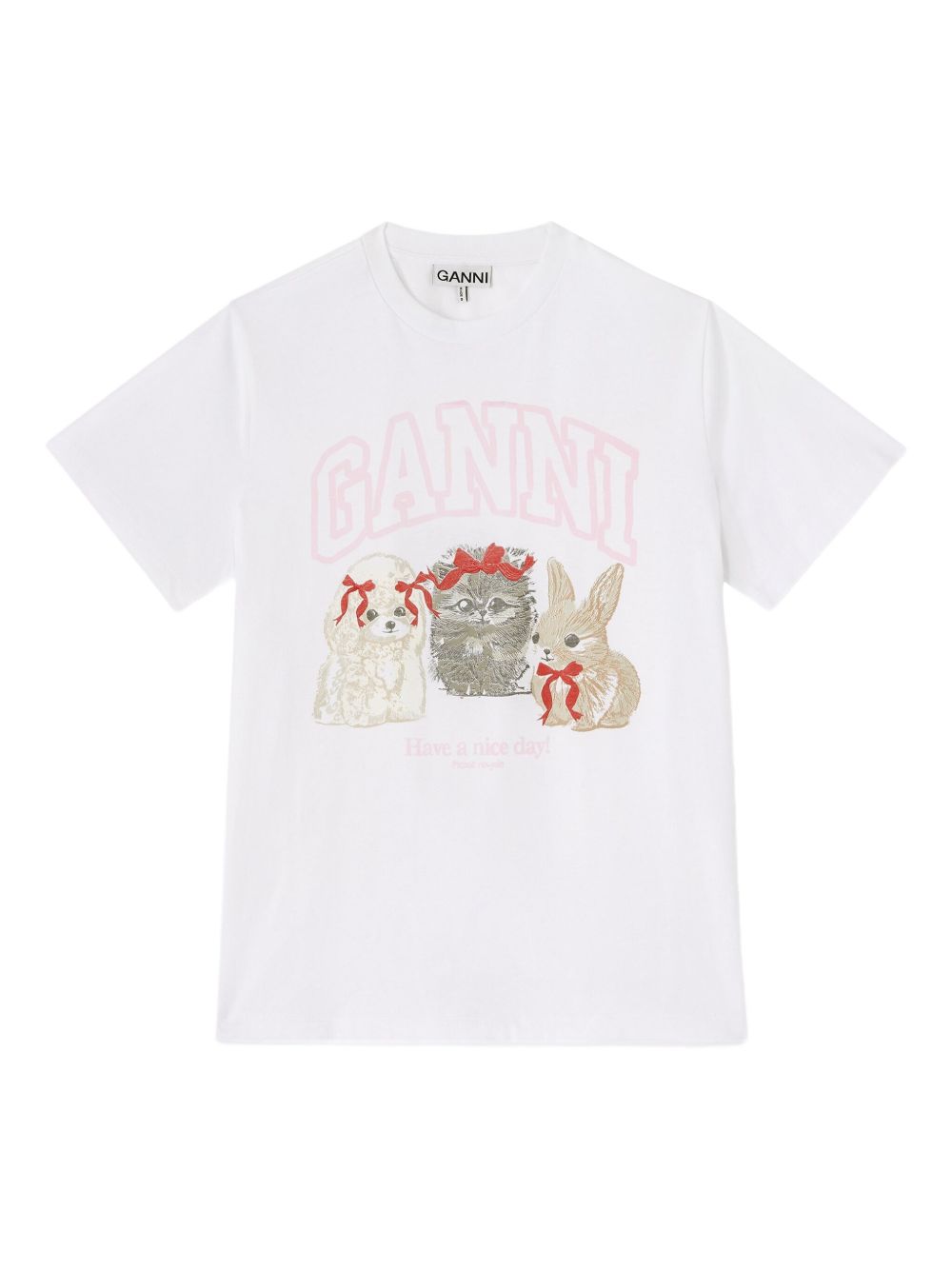 Ganni Women Cute Animals Organic Cotton T-Shirt
