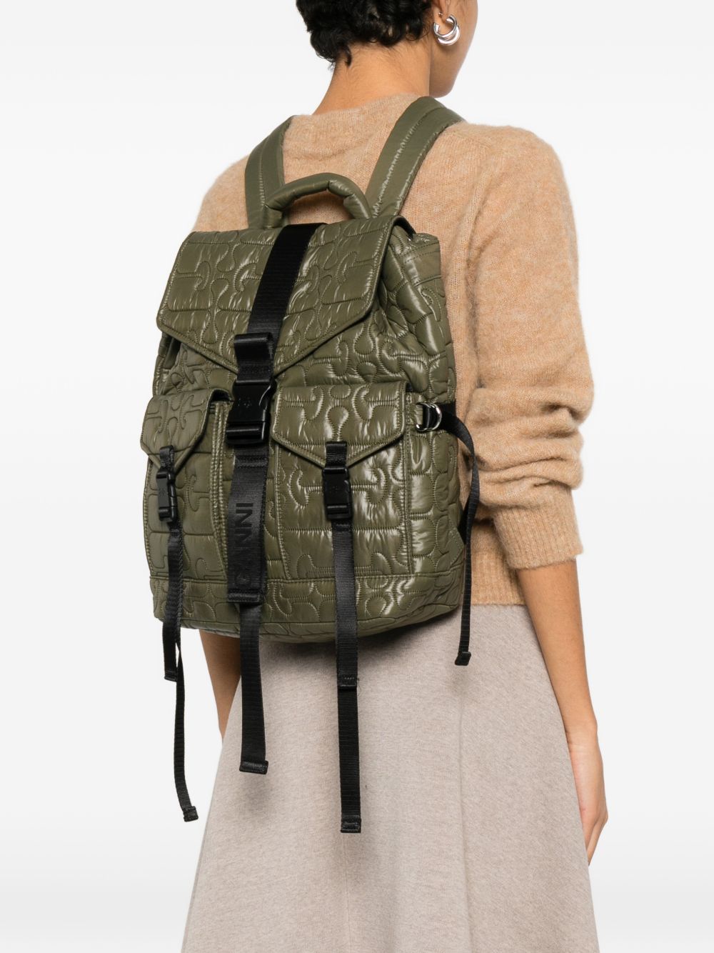 Ganni Women Quilted Nylon Backpack