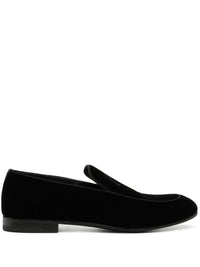 Giorgio Armani Men Embroidered Logo Velvet Loafers