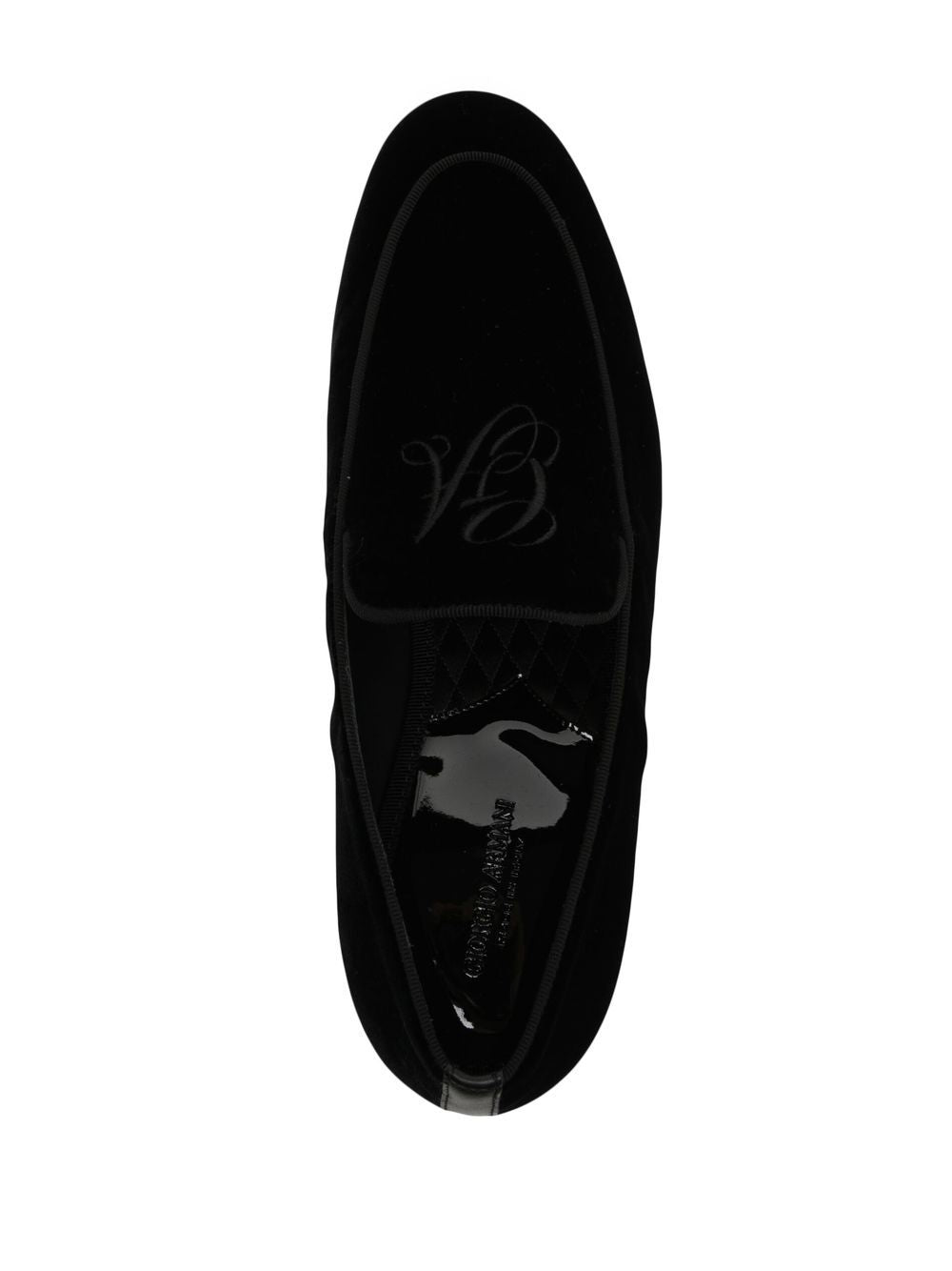 Giorgio Armani Men Embroidered Logo Velvet Loafers