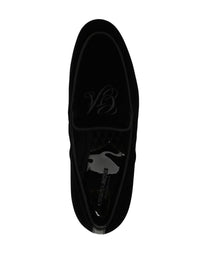 Giorgio Armani Men Embroidered Logo Velvet Loafers