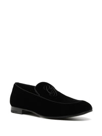 Giorgio Armani Men Embroidered Logo Velvet Loafers