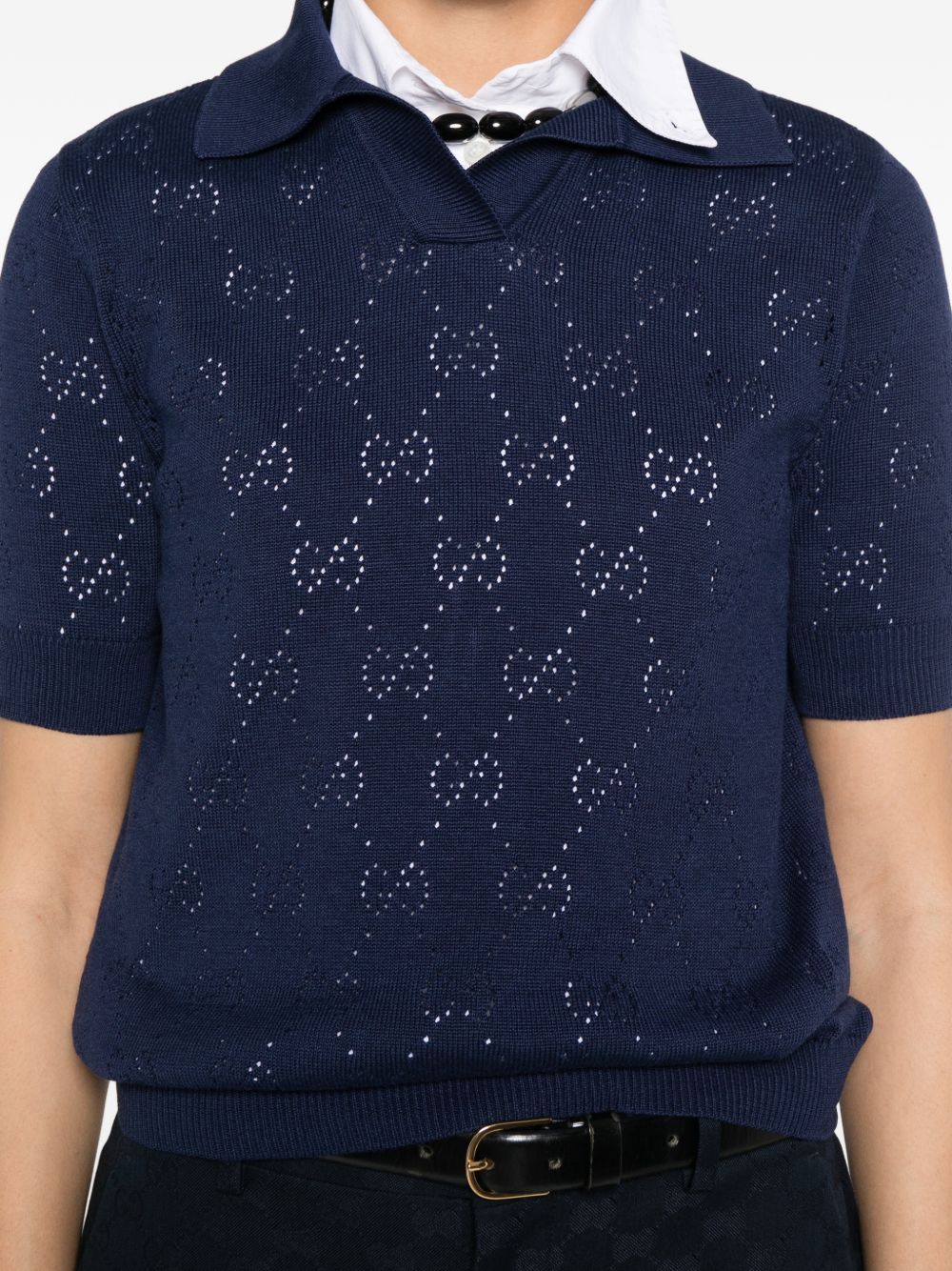 GUCCI Gucci Women Gg Cotton And Silk Polo Shirt
