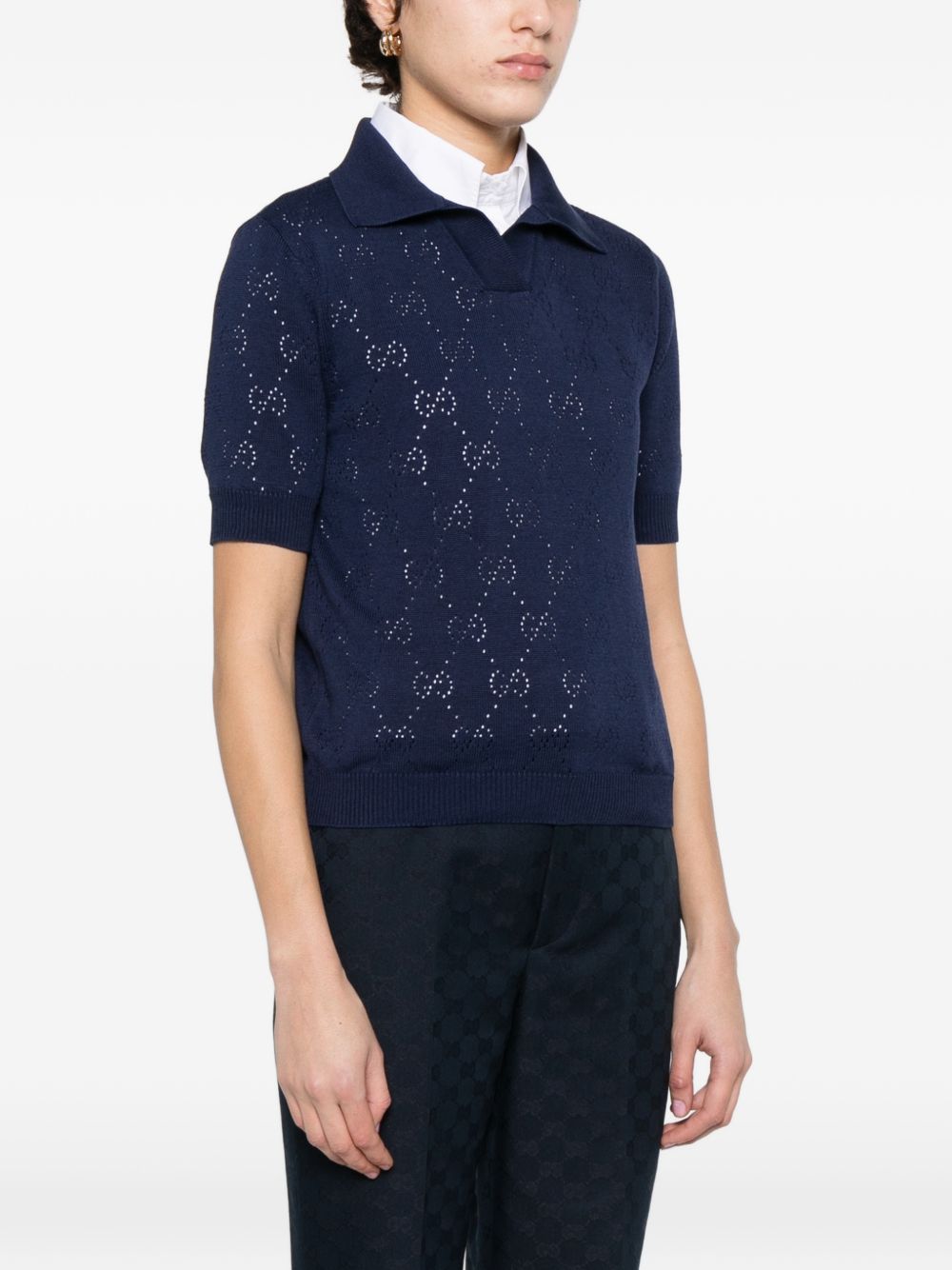 GUCCI Gucci Women Gg Cotton And Silk Polo Shirt